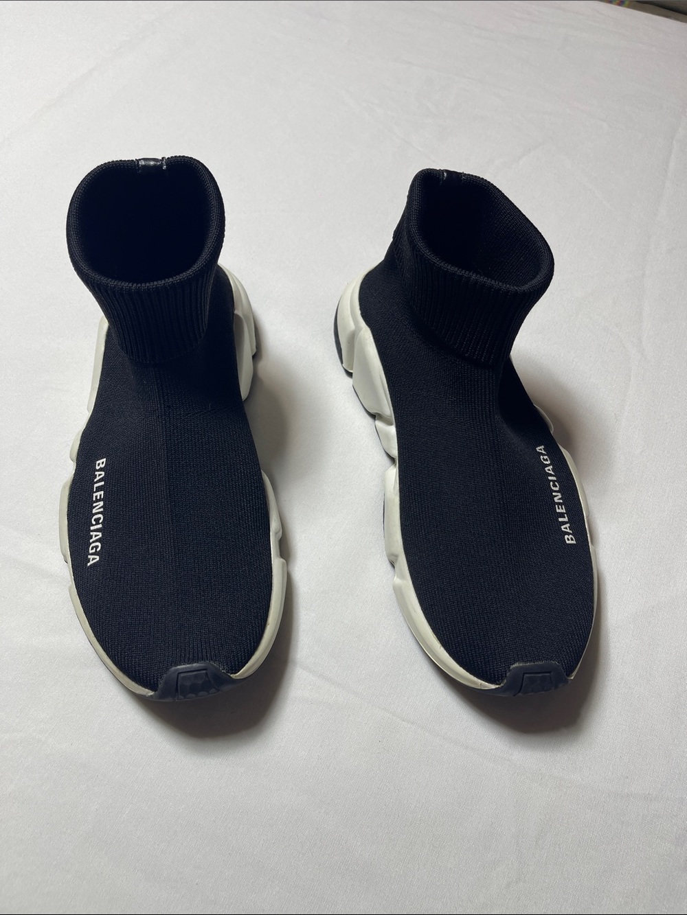 Balenciaga Speed Trainer Black/White Women's stretch knit sock sneakers Size 8.5